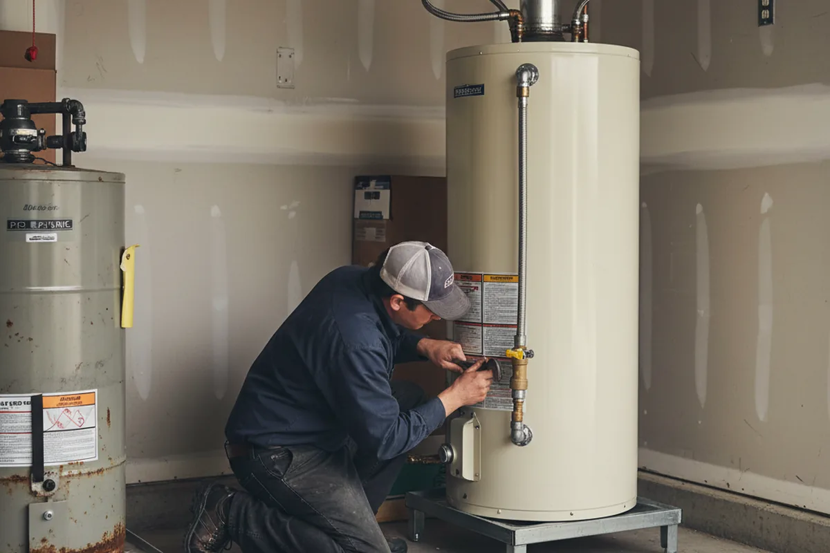 Water heater and shutoff valve replacement in Akron