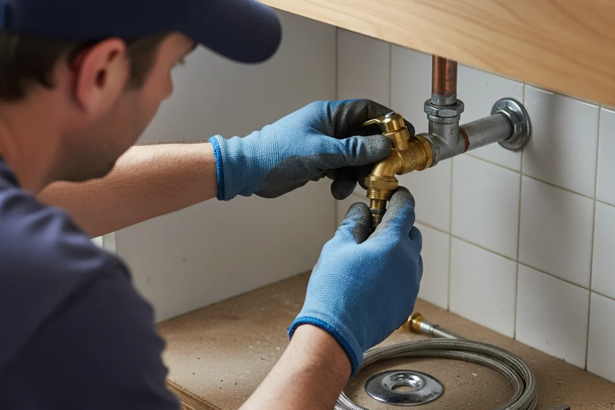 Shutoff valve and fitting work during Well Pump Repair in Akron